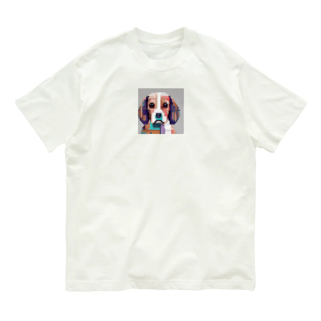 koba777のドット絵ビーグル オーガニックコットンTシャツ