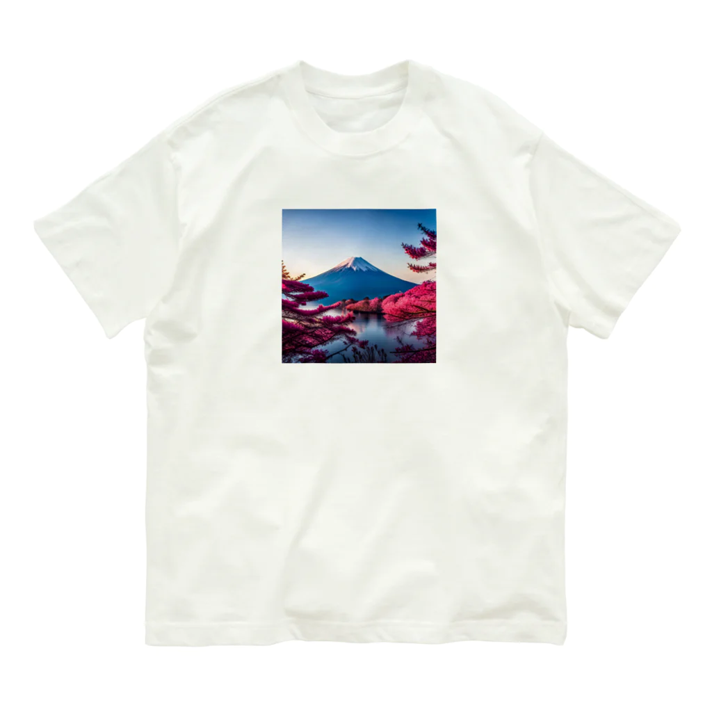 P.H.C（pink house candy）の富士山と紅葉、そして湖のグッズ オーガニックコットンTシャツ