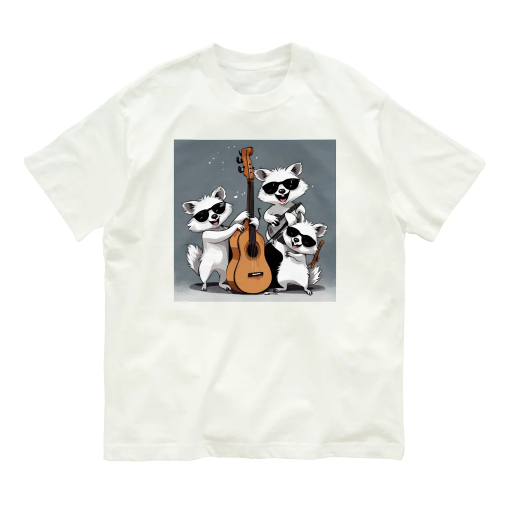 しろあらいぐまのラックスくんのラックスくんと音楽仲間 Organic Cotton T-Shirt