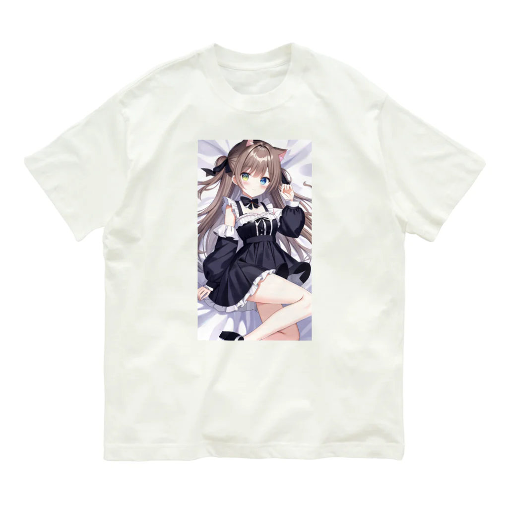 WAKEN0709の猫耳ゴスロリ美少女 オーガニックコットンTシャツ