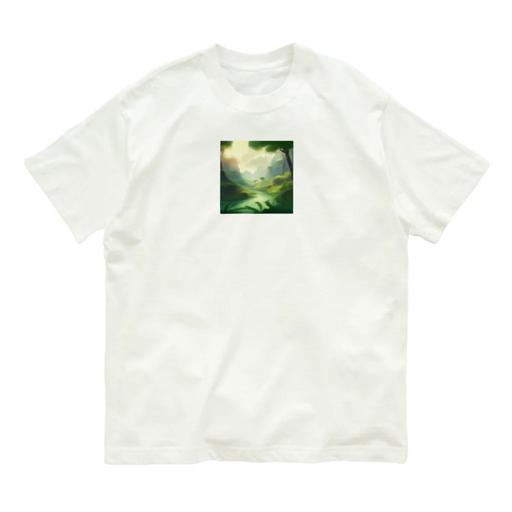 G7のショップの 幻想の森 グリーンウンダー アートプリント Organic Cotton T-Shirt