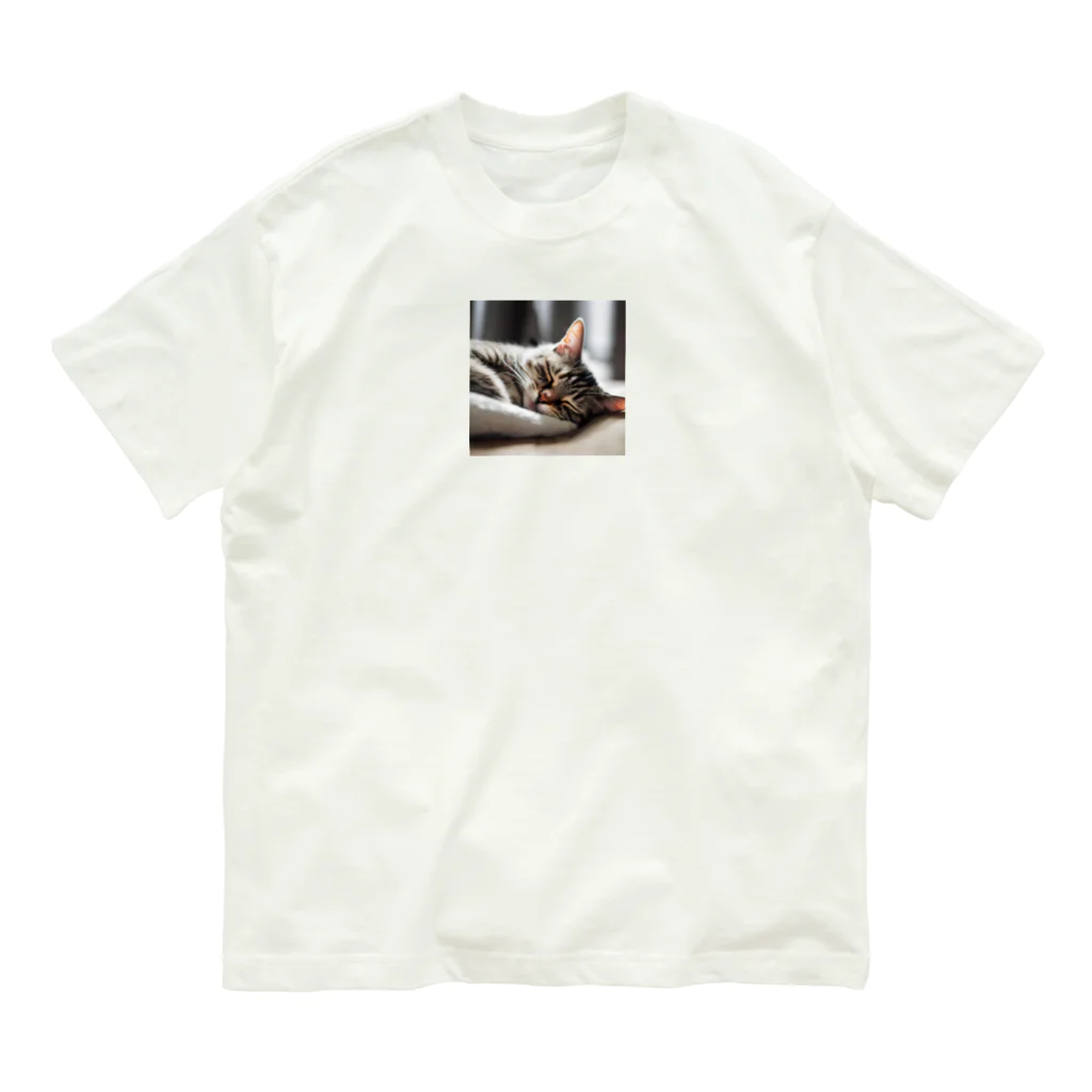yumena_のねるねこ(寝る猫) オーガニックコットンTシャツ