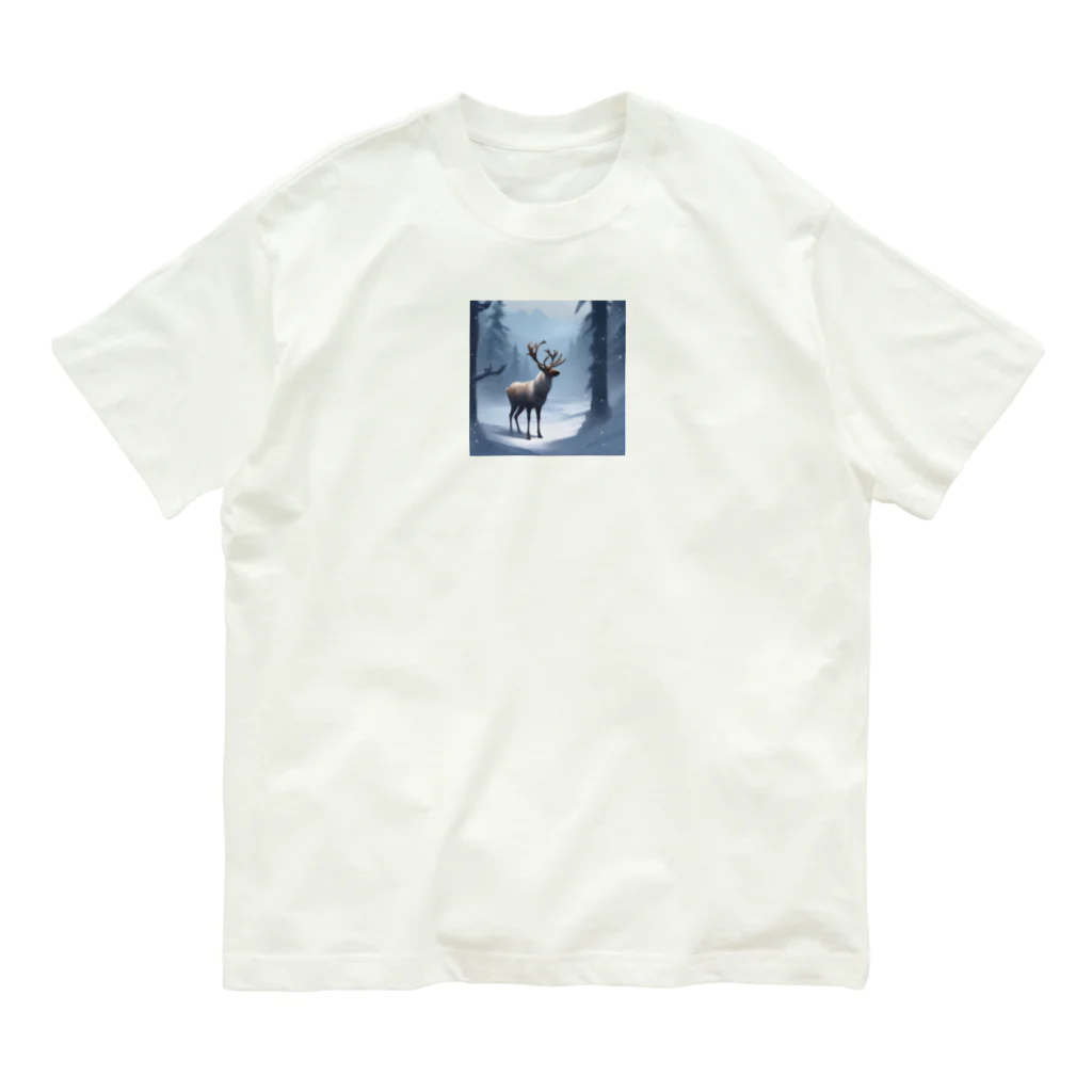 うねうねキャッチのクリスマスのトナカイ Organic Cotton T-Shirt