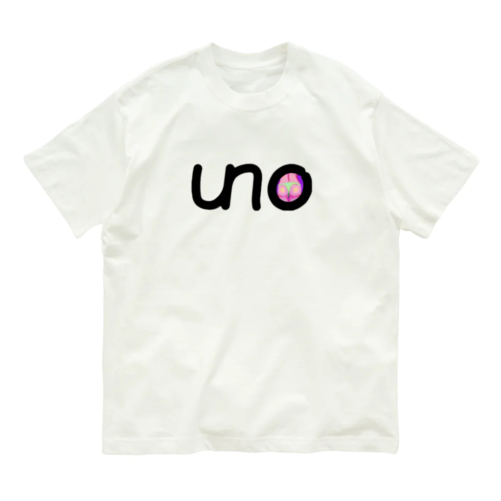 unoのUNOロゴ×ドットビキニヒップ オーガニックコットンTシャツ