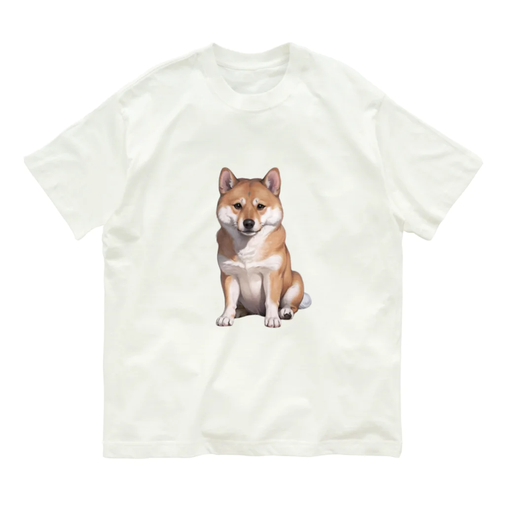 CHIKUSHOの柴犬のおすわりシャツ オーガニックコットンTシャツ