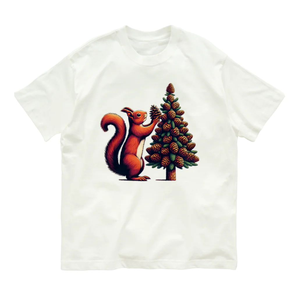 niko&PANDA shopのリスのクリスマス オーガニックコットンTシャツ