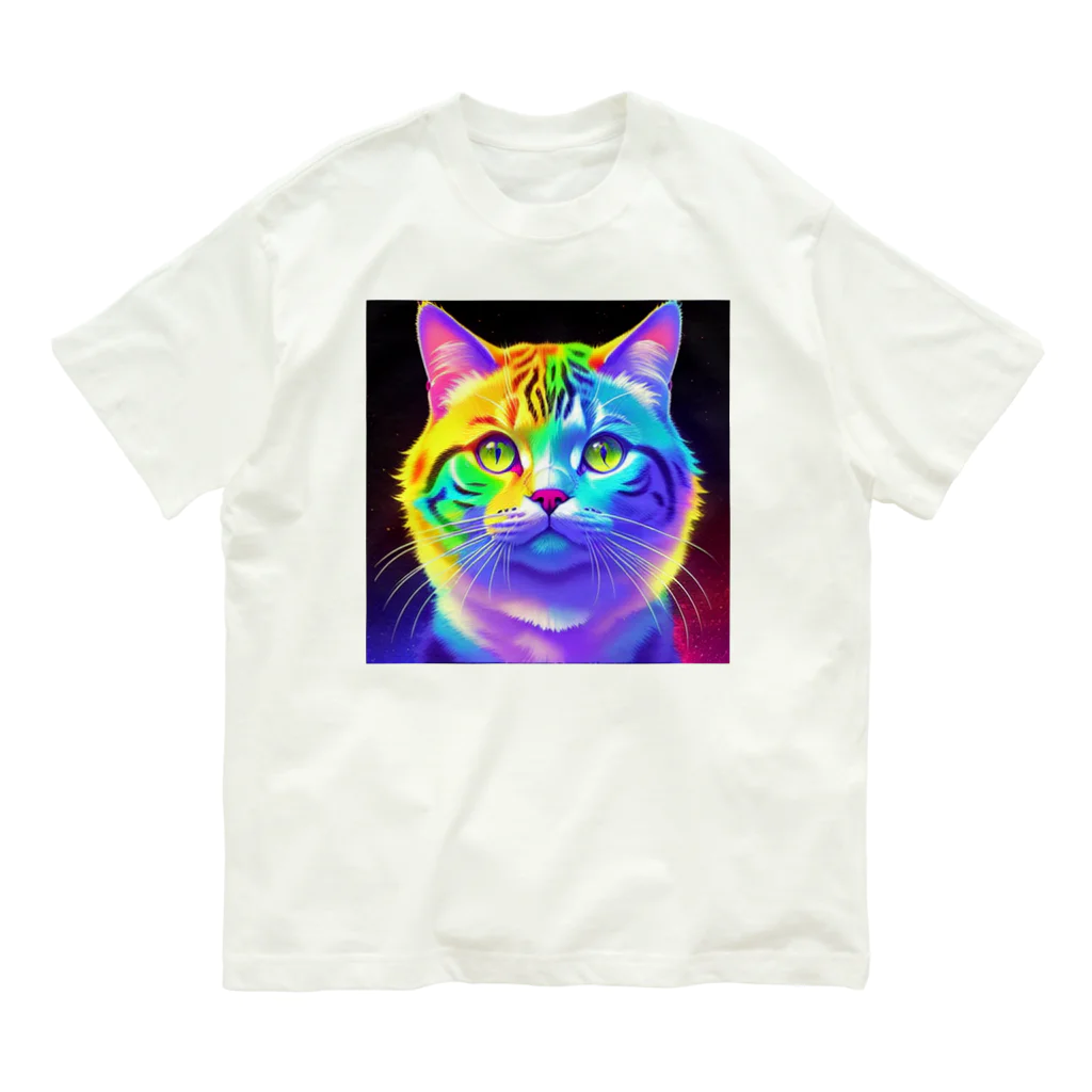 629_CAT_ARTのカラフルサイバーキャット vol3 Organic Cotton T-Shirt