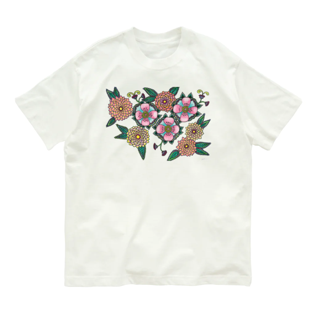 yoshiveggieのHanae Dahlia オーガニックコットンTシャツ