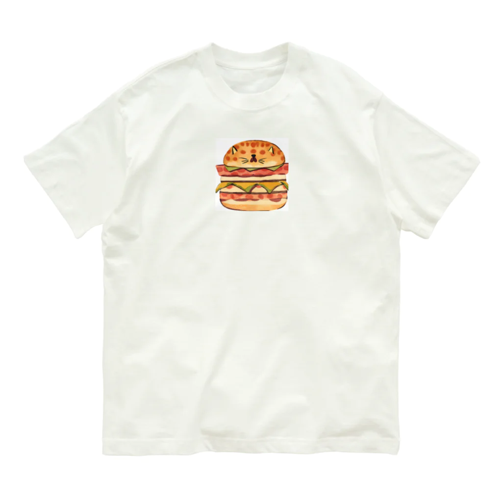 ひとやすみ　らいふのハンバーガーねこ Organic Cotton T-Shirt