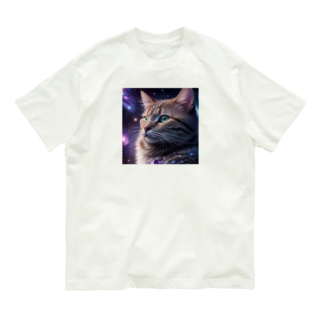 ZZRR12の「星の囁き - 宇宙への猫の眺め」 Organic Cotton T-Shirt