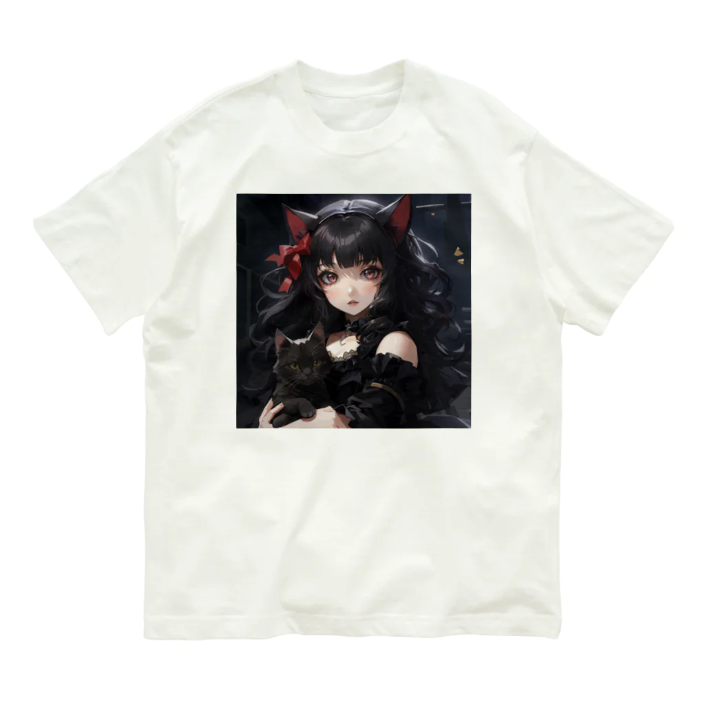 zhalyのゴスロリ猫娘 オーガニックコットンTシャツ