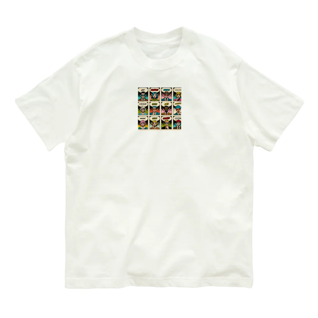 minishokoのアメコミ風コラージュ オーガニックコットンTシャツ