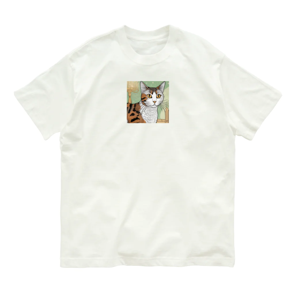 iyashi₋creatersのじっと見つめる猫 オーガニックコットンTシャツ