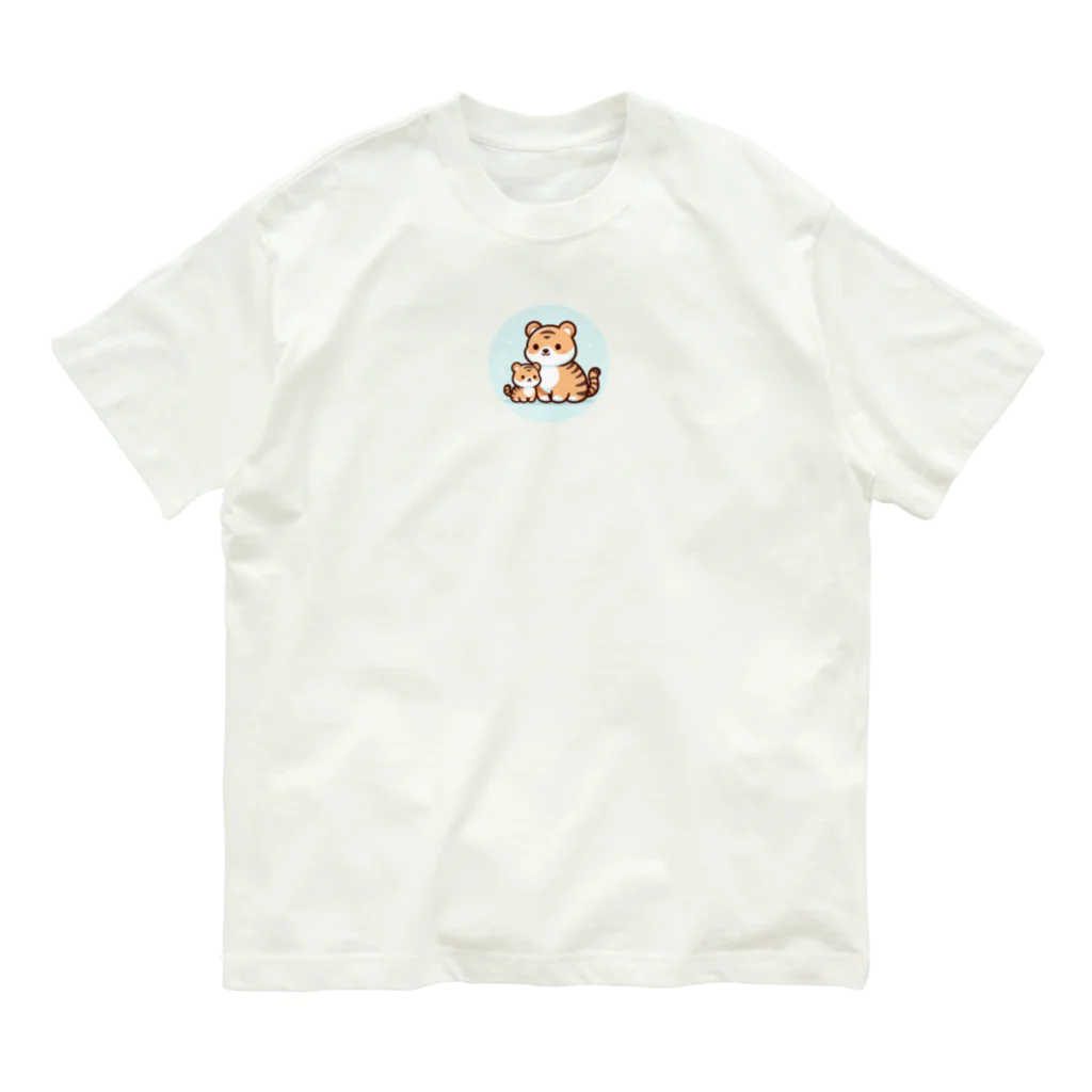 mitsu5872のほっこりタイガーファミリー オーガニックコットンTシャツ