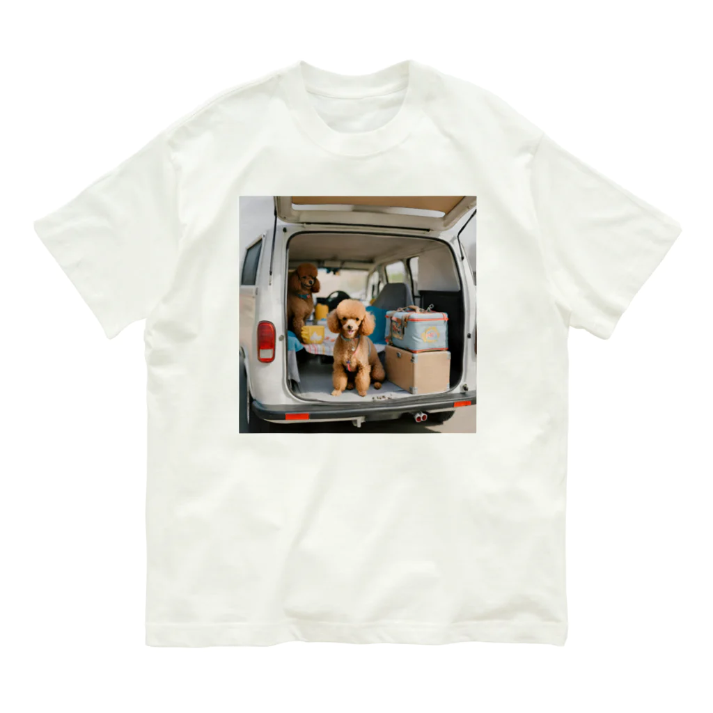 camper's dogのVanlife dog 可愛いトイプードル オーガニックコットンTシャツ