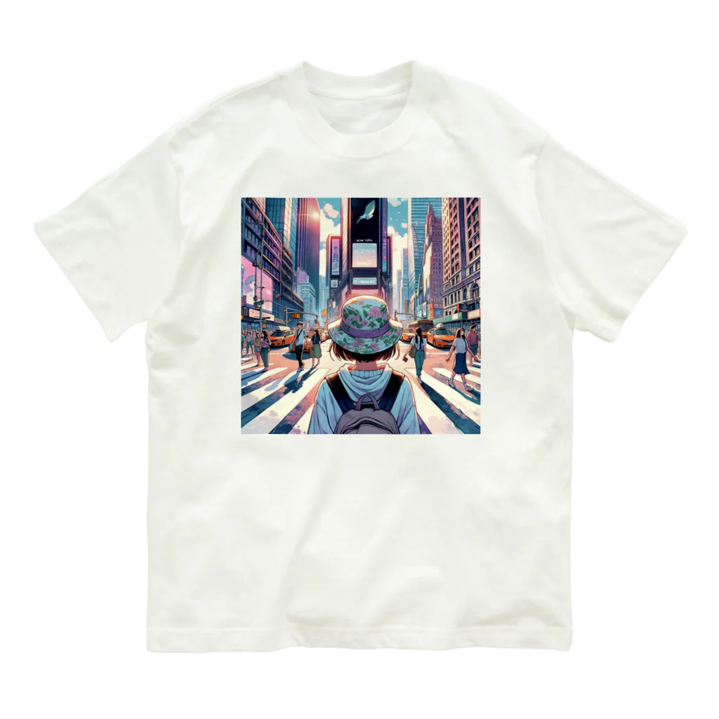 Artful Whiskersの一人旅の少女 Organic Cotton T-Shirt