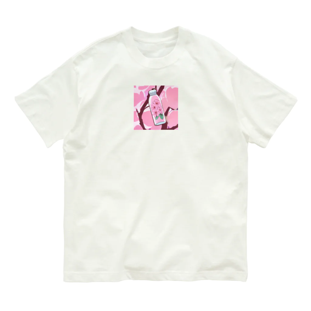 リホタママの水筒の中の桜 オーガニックコットンTシャツ