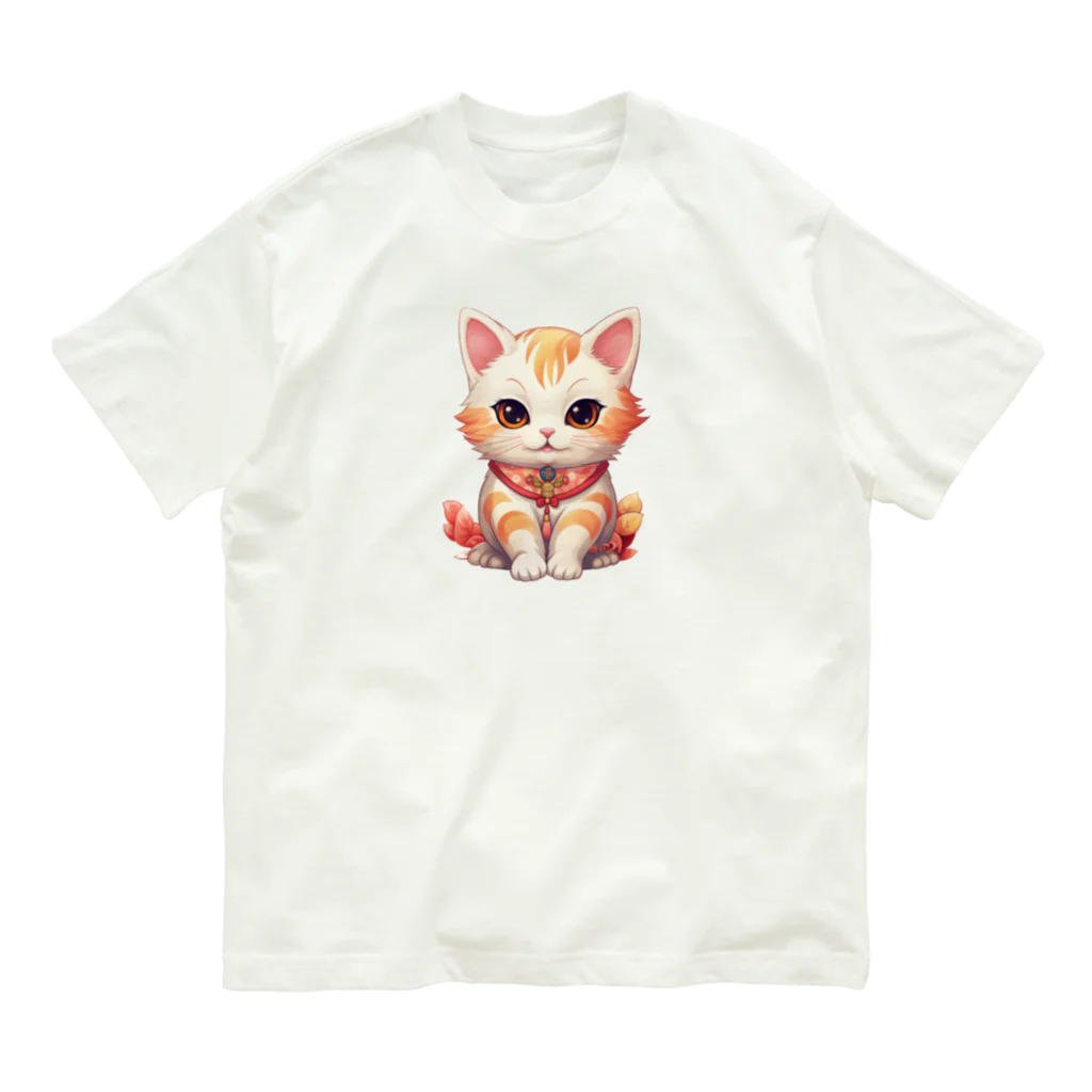 日向ぼっこの縁起猫 Organic Cotton T-Shirt