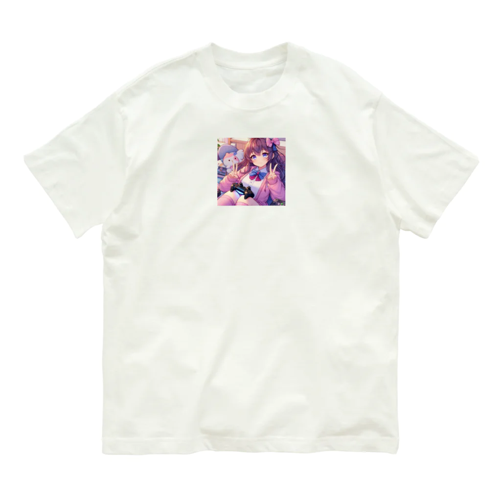 luckyTigerのゲーム女子 オーガニックコットンTシャツ