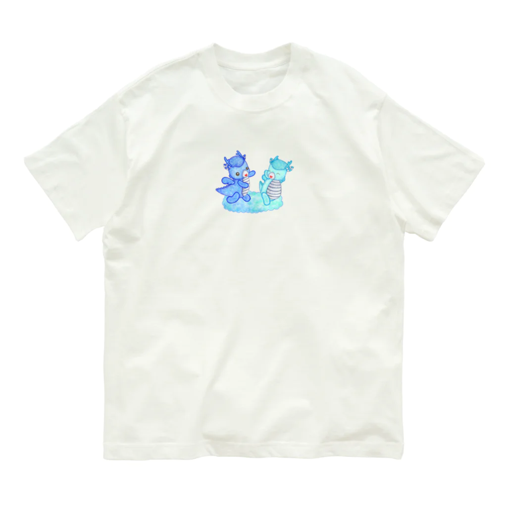 satoayaのアニマルカフェのキャンディードラゴン　青 オーガニックコットンTシャツ