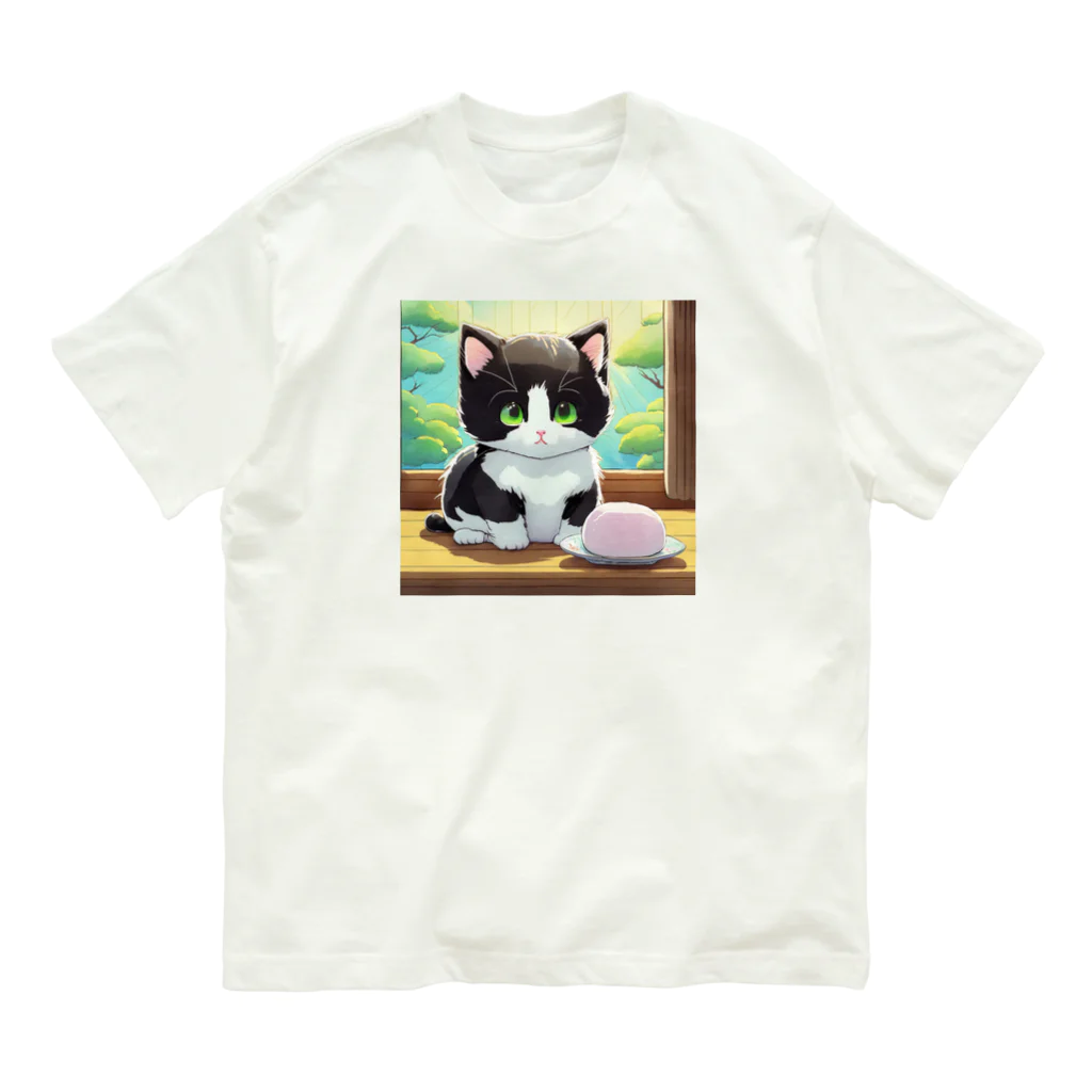 yoiyononakaのお餅と白黒猫 Organic Cotton T-Shirt