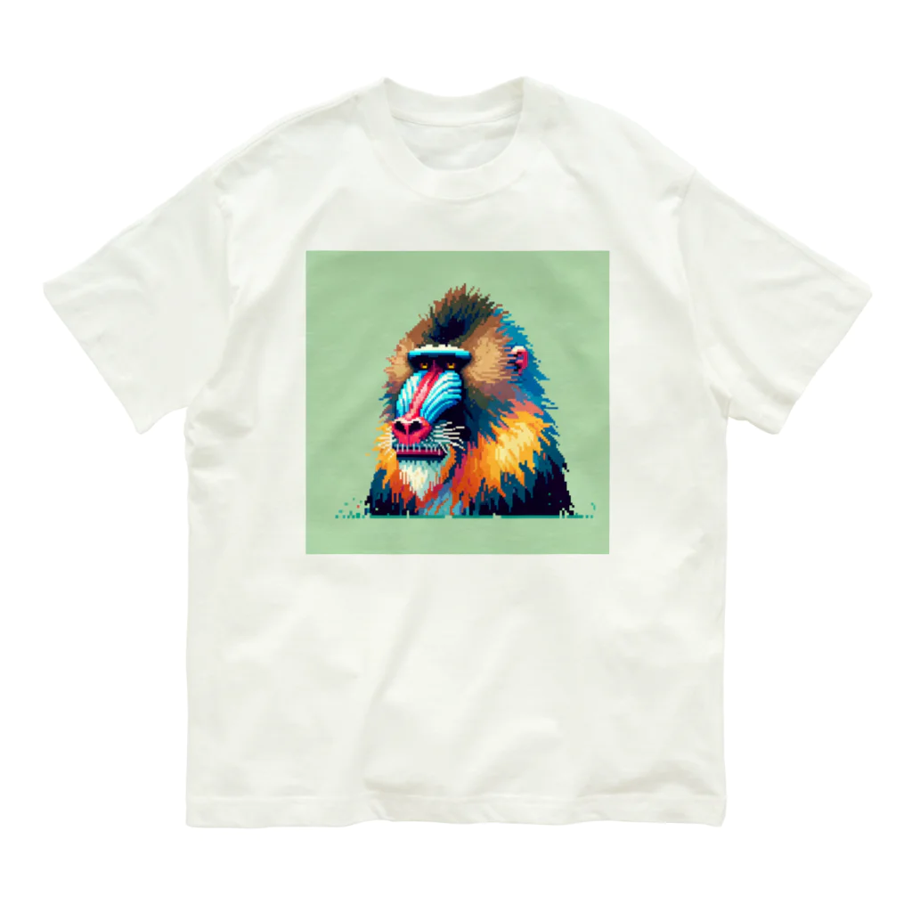 ippofumiのカラフルなマンドリルのドット絵 Organic Cotton T-Shirt