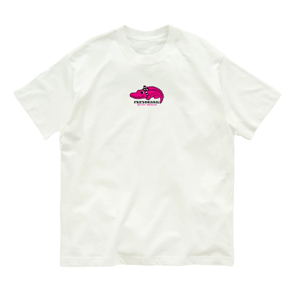 loveclonesのワニくん ピンク 0624 WANIGATOR ロゴ オーガニックコットンTシャツ