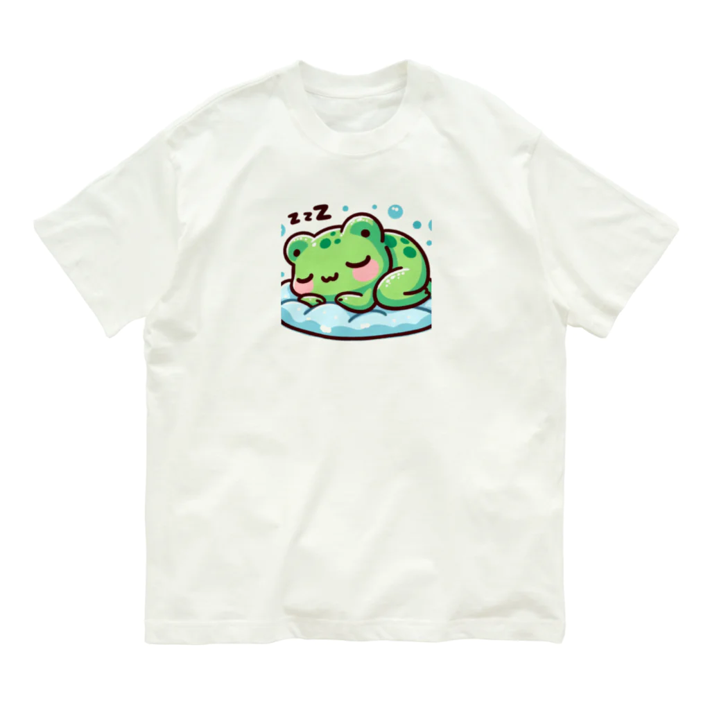 Shiba_IncのSleeping frogs(熟睡する蛙) Organic Cotton T-Shirt