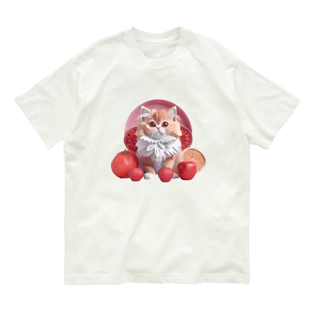 uncle-Toshiの果物と子猫 オーガニックコットンTシャツ