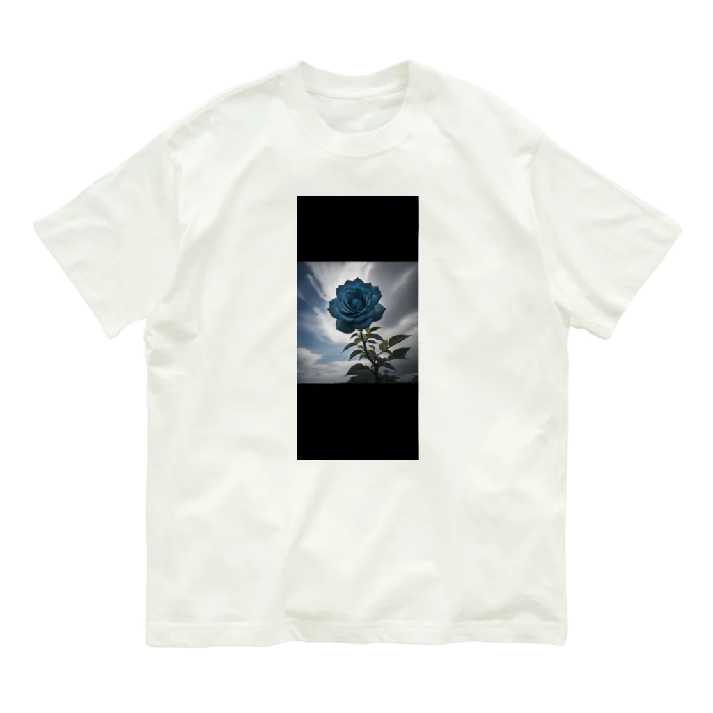 J-BRAVEの一輪の青い薔薇 オーガニックコットンTシャツ