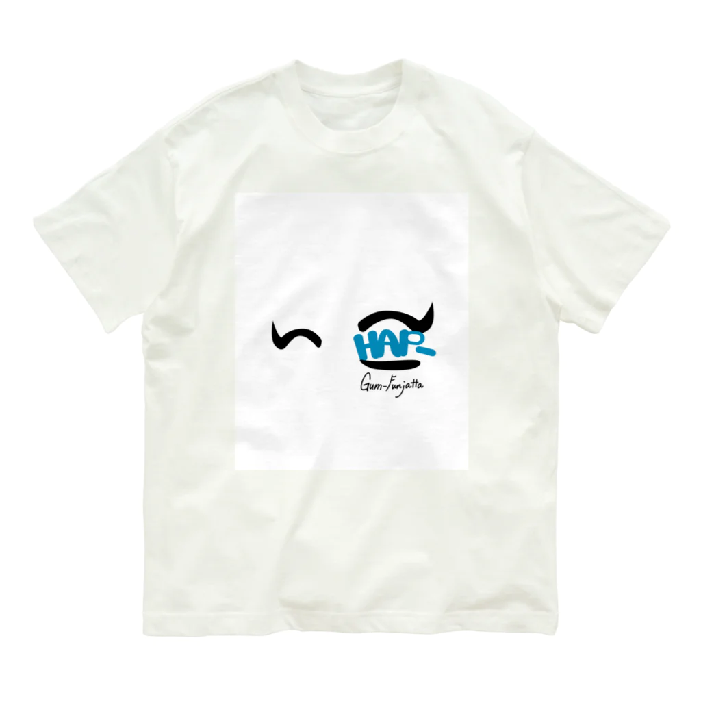 GUM_FUNJATTAのHAP-おめめ　ターコイズ オーガニックコットンTシャツ