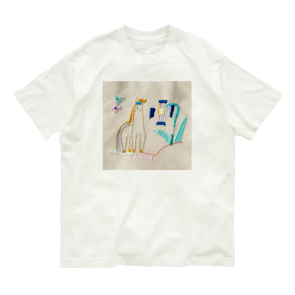 コルメプの馬と青い花 Organic Cotton T-Shirt