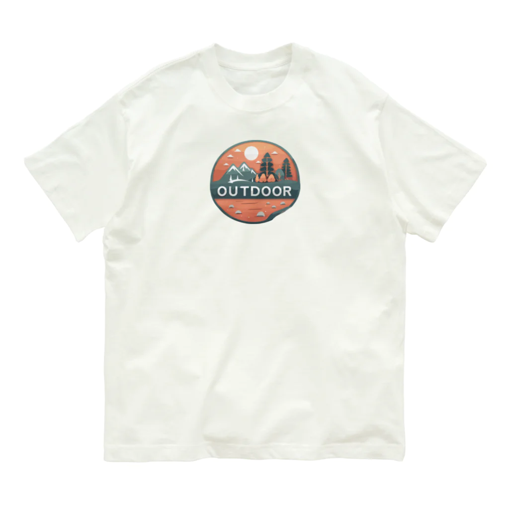 ファンシーTシャツ屋のアウトドアーワッペン夕日 Organic Cotton T-Shirt