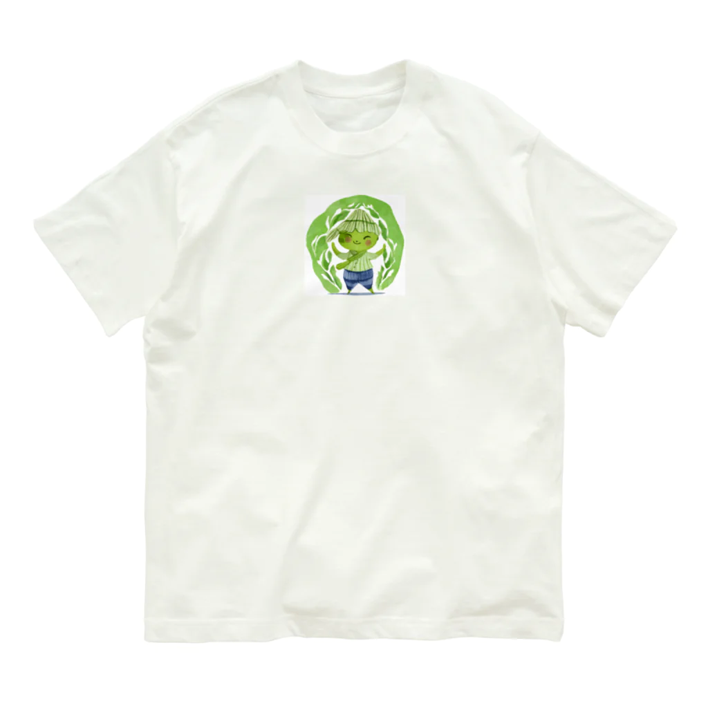 にんにんにんじゃの抹茶の小人 オーガニックコットンTシャツ