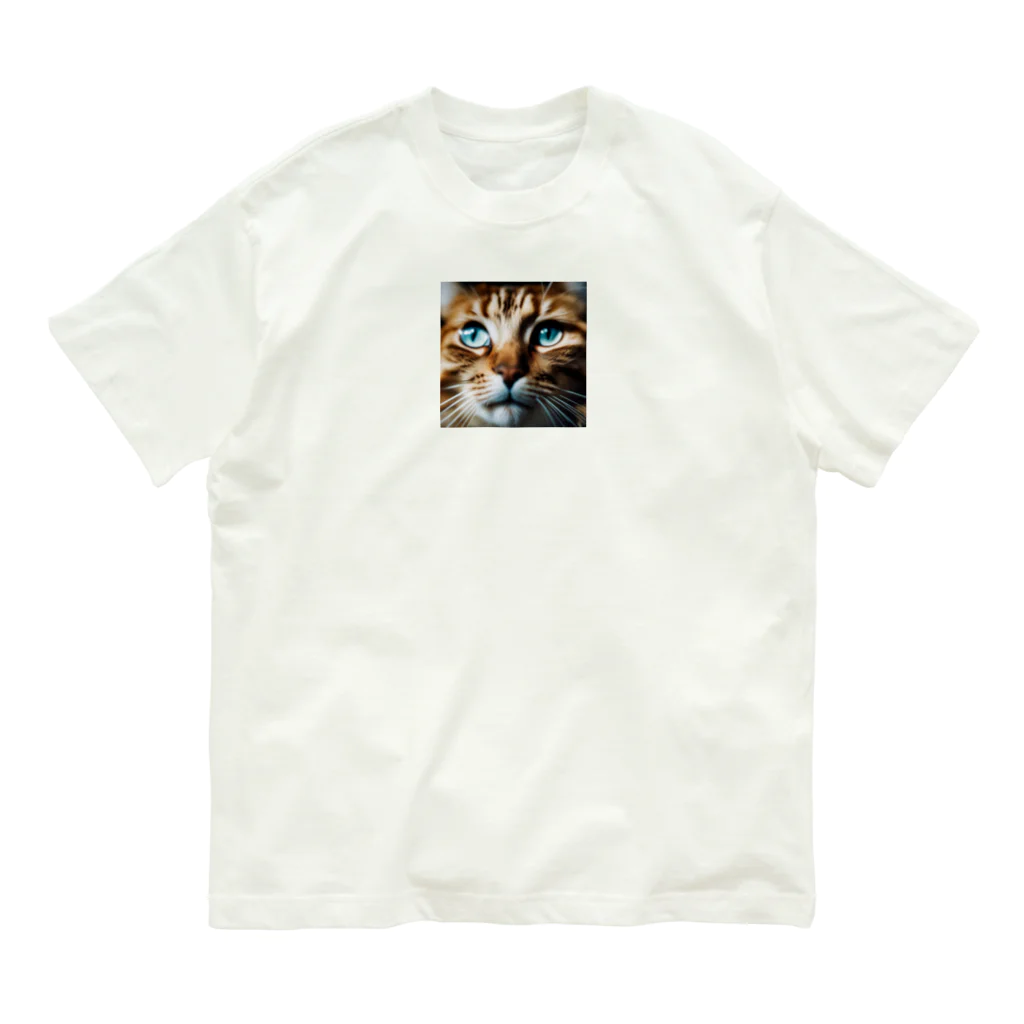 しんの考え事している猫 オーガニックコットンTシャツ