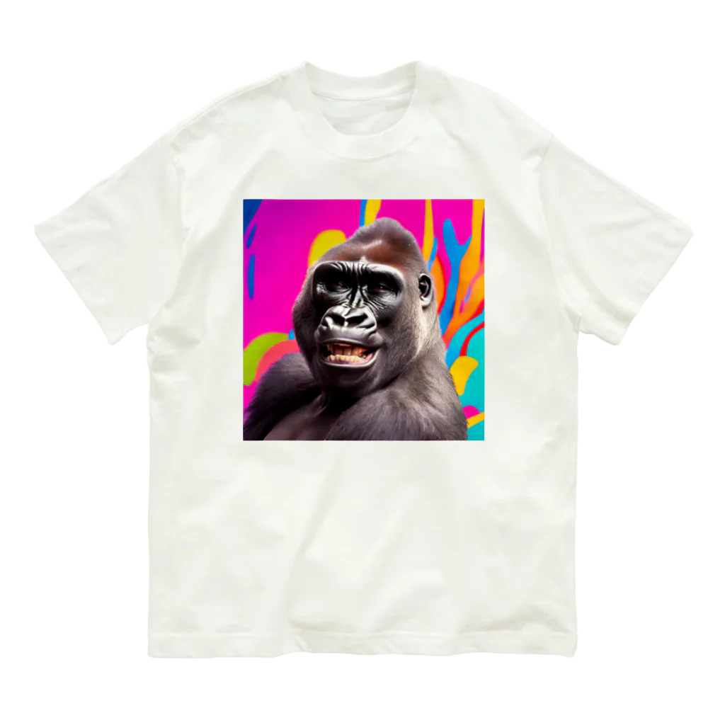 ユニーク・キュートの笑顔のゴリラさん Organic Cotton T-Shirt