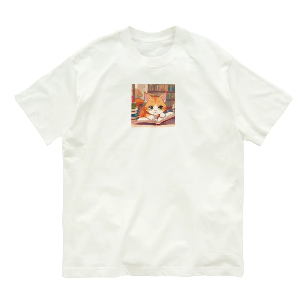 星パンダショップのほんよみかんねこ Organic Cotton T-Shirt