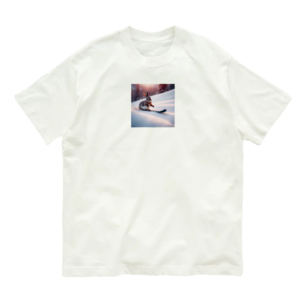 peinto888のスキーうさちゃん Organic Cotton T-Shirt