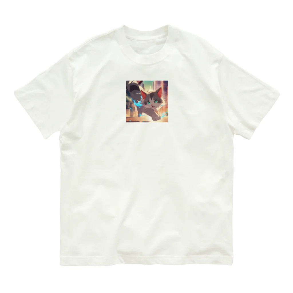 as企画の異能の力を放つ猫 オーガニックコットンTシャツ