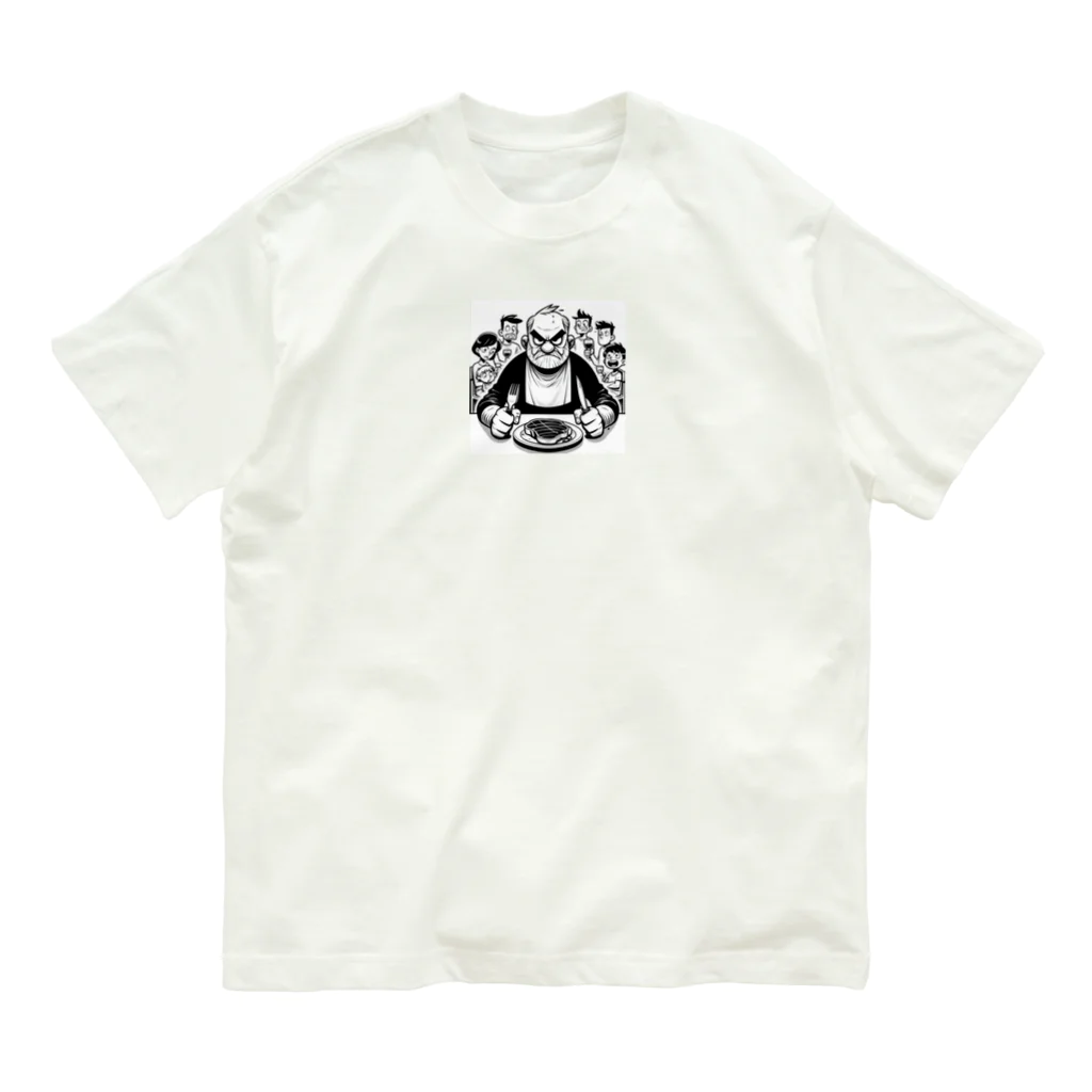 saijo79のステーキを食べるイカツイおじさん オーガニックコットンTシャツ