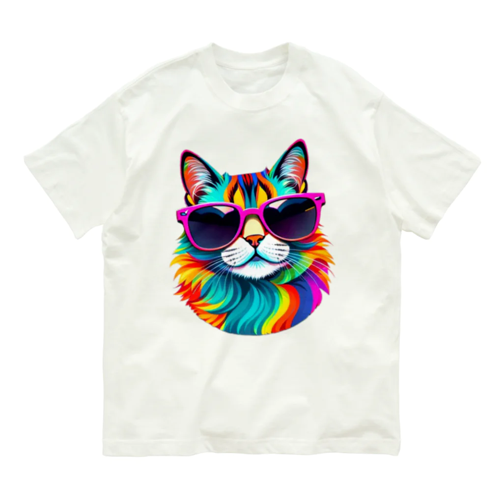 629_CAT_ARTのグラカラキャット2 オーガニックコットンTシャツ