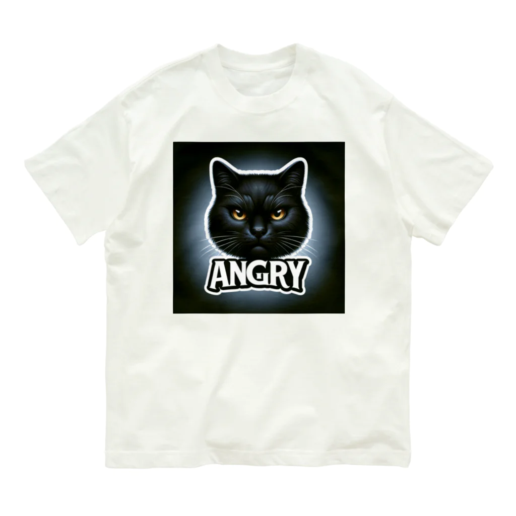 same_sharkのアングリー黒猫シリーズ Organic Cotton T-Shirt