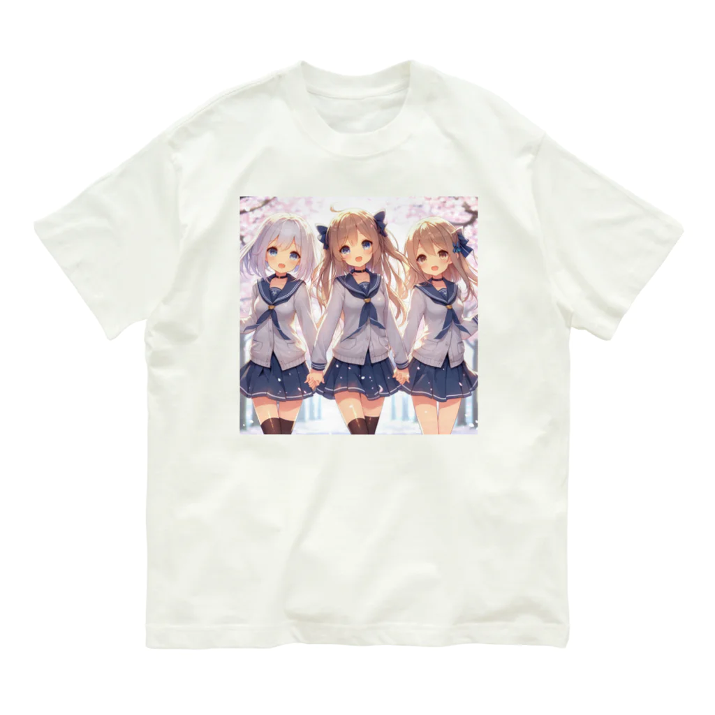 【AI】アルゴリズムアトリエ【デザイン】のAIが作った可愛い制服の女の子 Organic Cotton T-Shirt