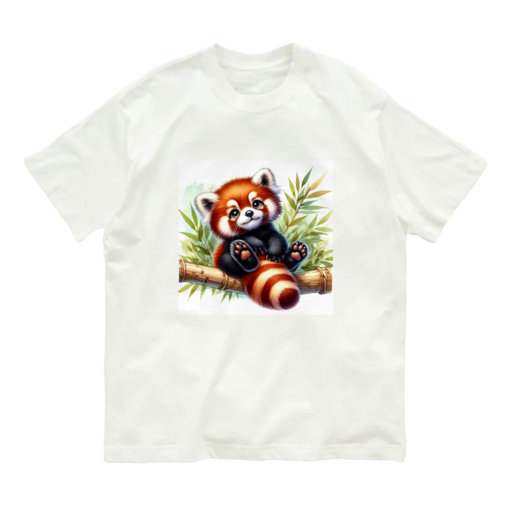 イラストアニマルズのリラックスレッサーパンダ Organic Cotton T-Shirt