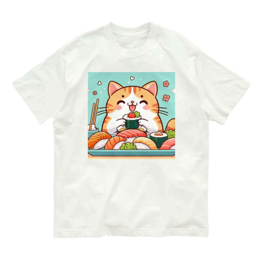 zuuu-の☆す☆し☆ね☆こ☆ オーガニックコットンTシャツ