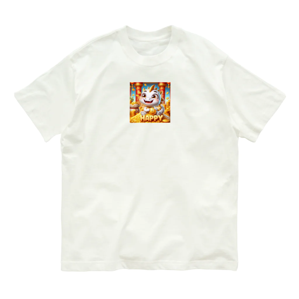 midori_kawaの開運黄金の泉瞑グッズ！白龍ちゃんがお守りします Organic Cotton T-Shirt