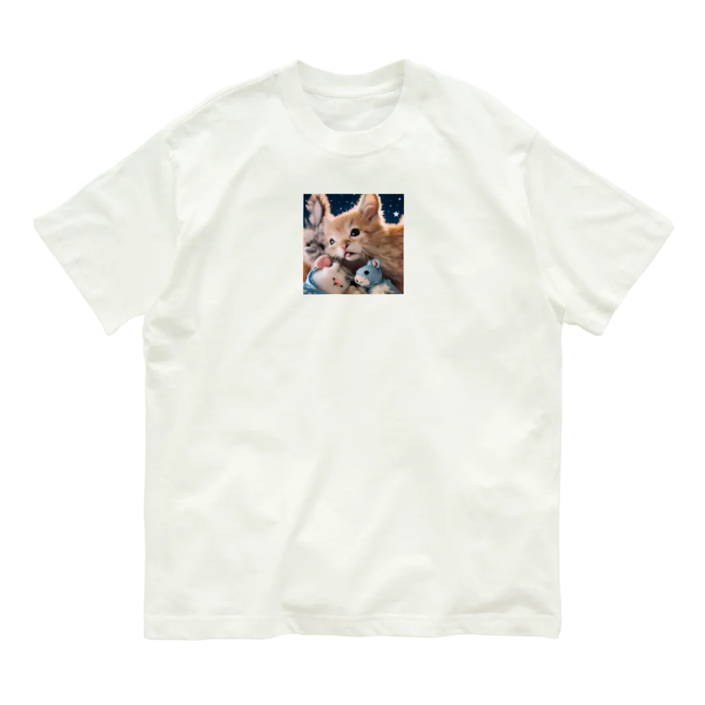 みゅうのぬいぐるみと猫ちゃんのショット Organic Cotton T-Shirt