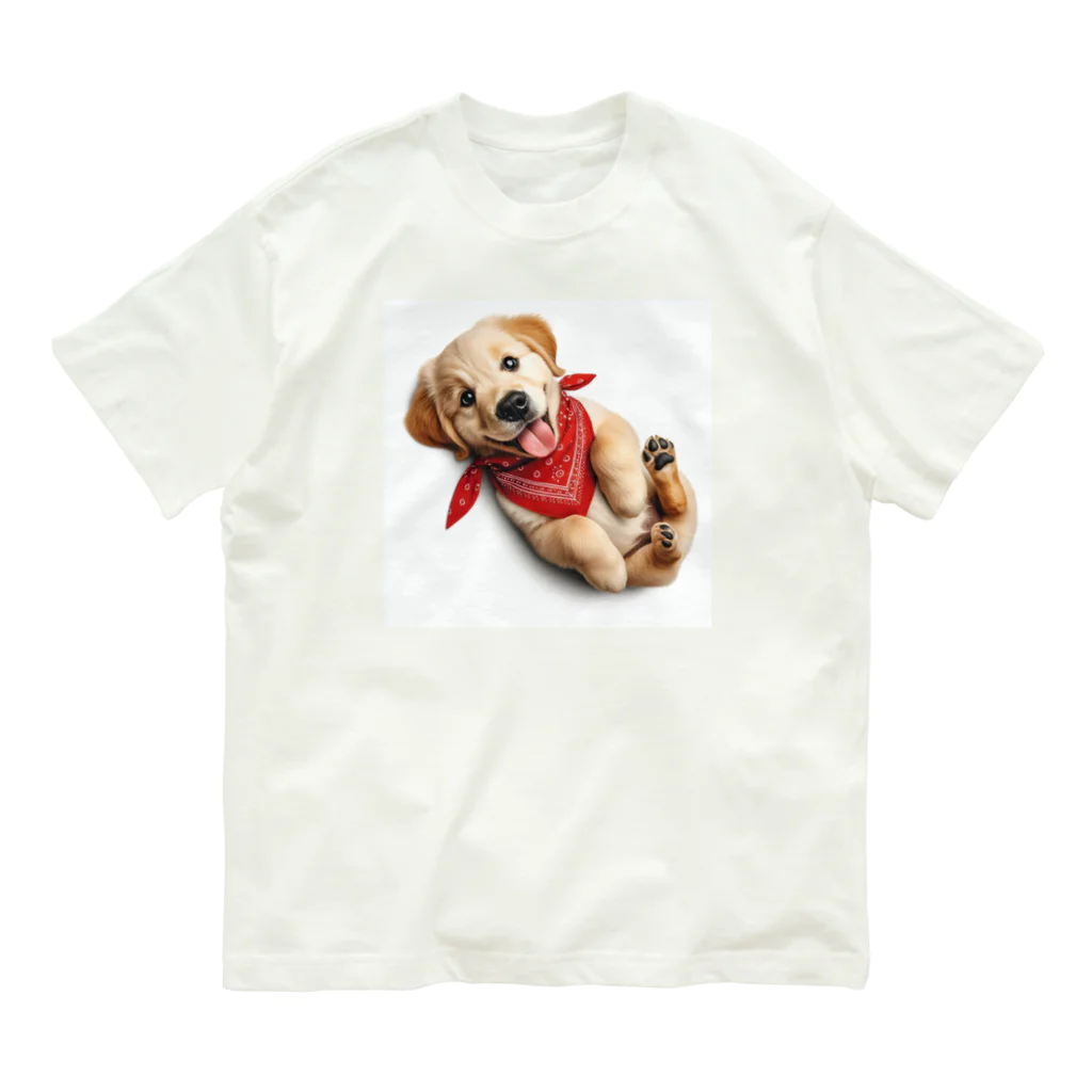 Mioキャンバスの夢工房　 の可愛らしい子犬 オーガニックコットンTシャツ