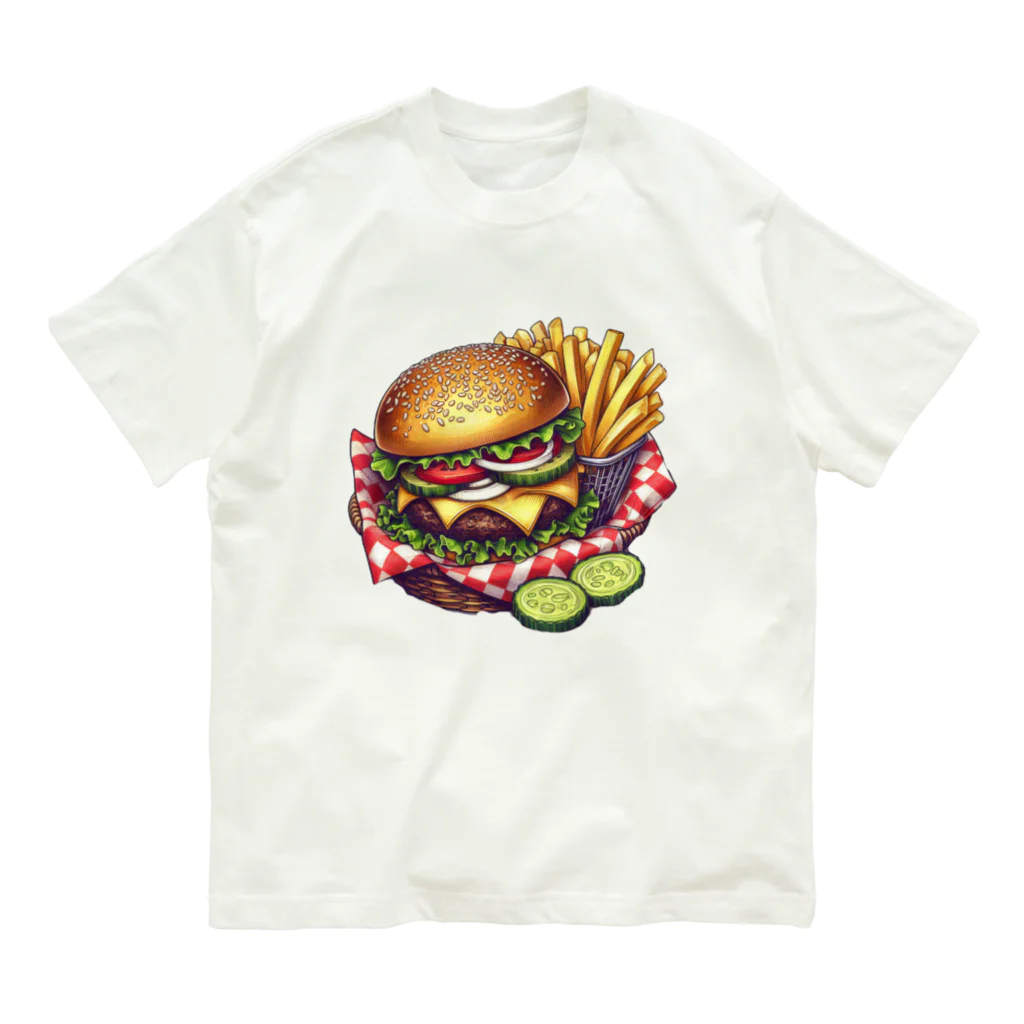 pitaco-landのチーズバーガーセット オーガニックコットンTシャツ