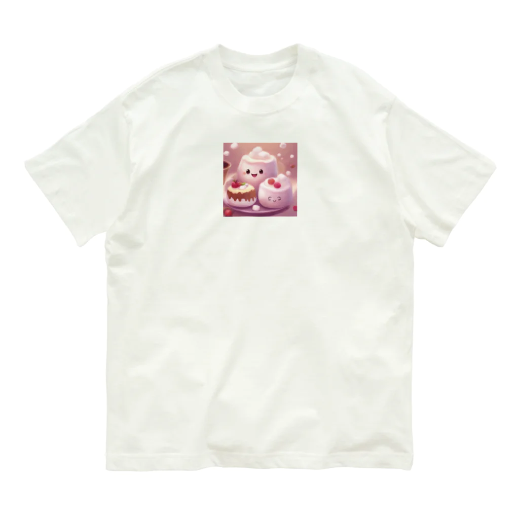 amxafukのふわふわマシュマロかわいいプリン オーガニックコットンTシャツ